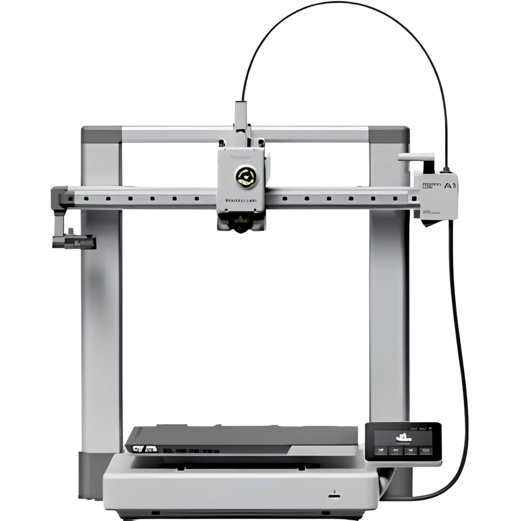 Impresora 3D Bambu Lab A1 con marco metálico, volumen 256×256×256 mm, pantalla táctil lateral y cabezal directo con boquilla central y guía de filamento