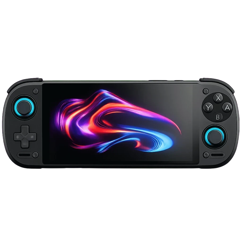 Retroid Pocket 6 Stick TOP 8GB/128GB AMOLED Negro con pantalla AMOLED vibrante, cuerpo negro, cruceta y sticks azules, botones ABXY, diseño portátil y