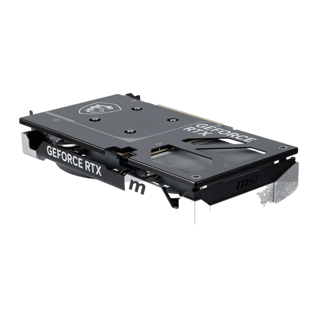 MSI GeForce RTX 5060 Ti Ventus 2X OC Plus 16GB Negro Gris, vista lateral: diseño de doble ventilador y disipador térmico