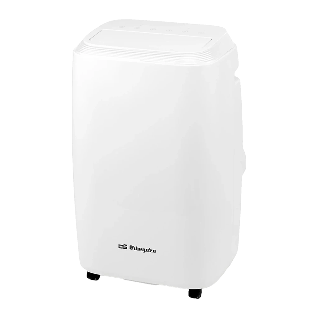 Aire Acondicionado Portátil Orbegozo ADR 122 blanco, diseño compacto con ruedas, panel superior con controles táctiles, apto para estancias de hasta 35 m²