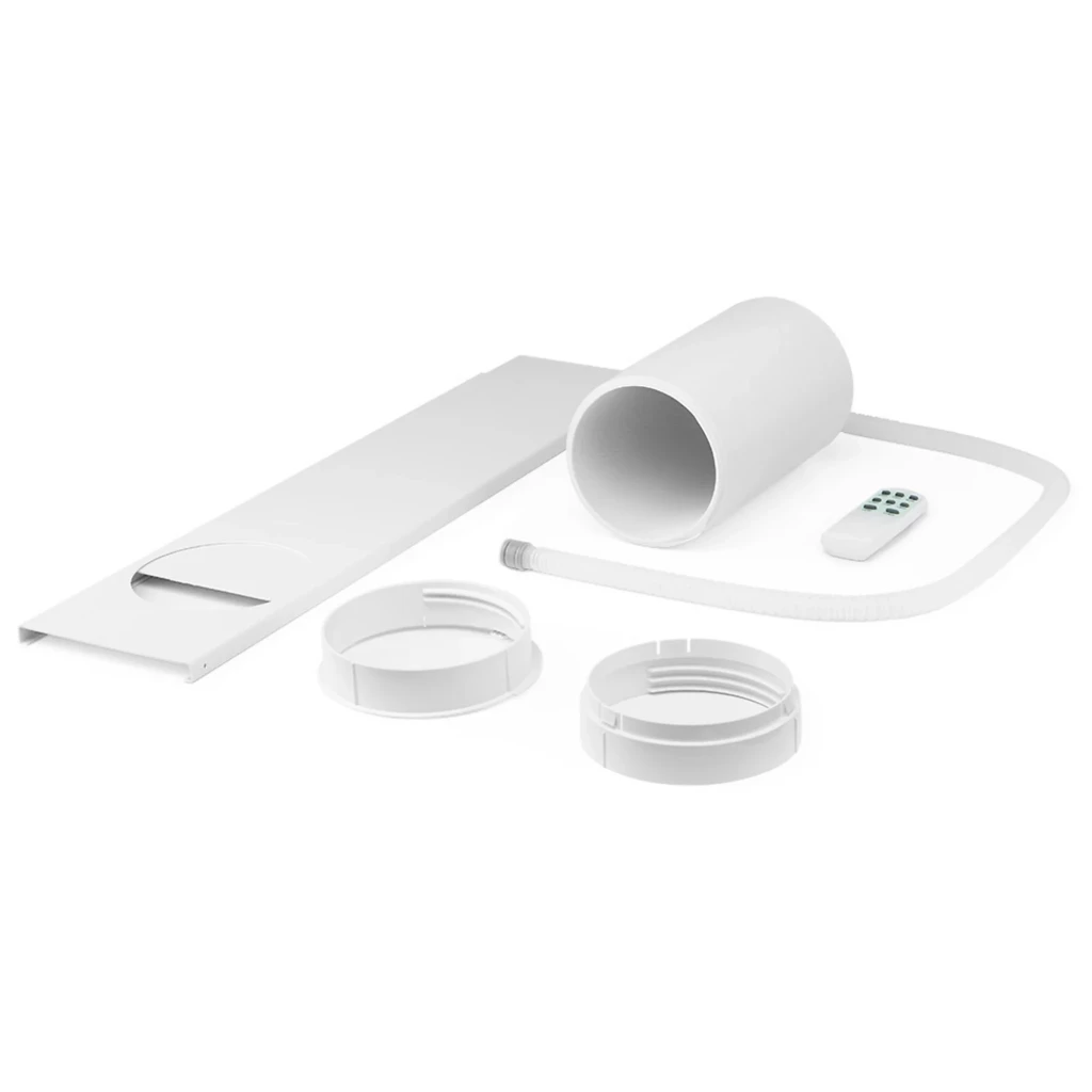 Kit de instalación para Aire Acondicionado Portátil Orbegozo ADR 122 con tubo de extracción, adaptadores circulares, panel de ventana, manguera y mando a