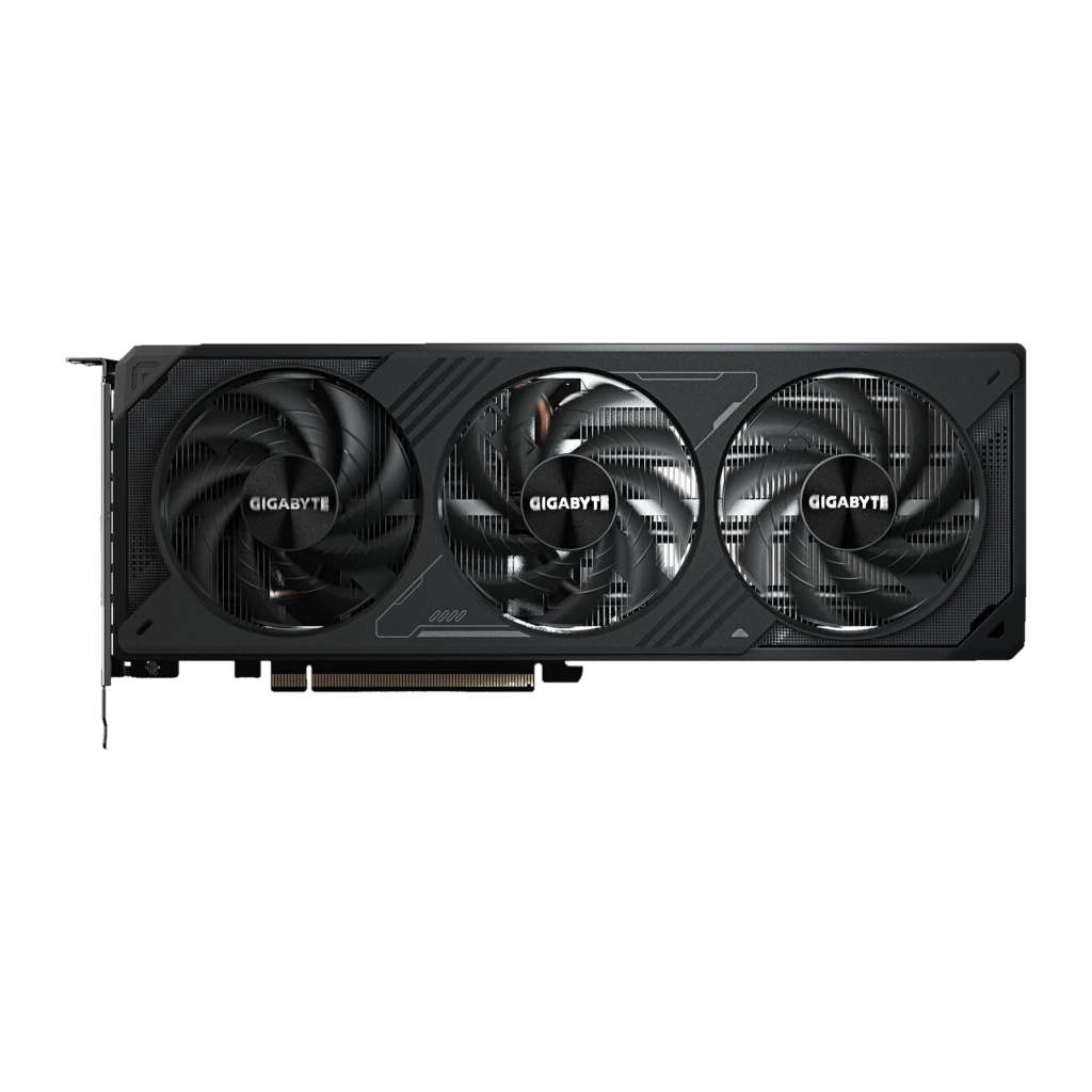 Gigabyte GeForce RTX 5070 WINDFORCE OC 12GB negro, vista frontal: tres ventiladores WINDFORCE con disipador