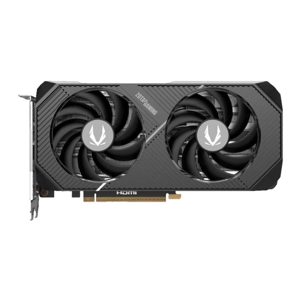ZOTAC RTX 5070 Twin Edge 12GB negro, vista frontal: dual ventiladores y disipador