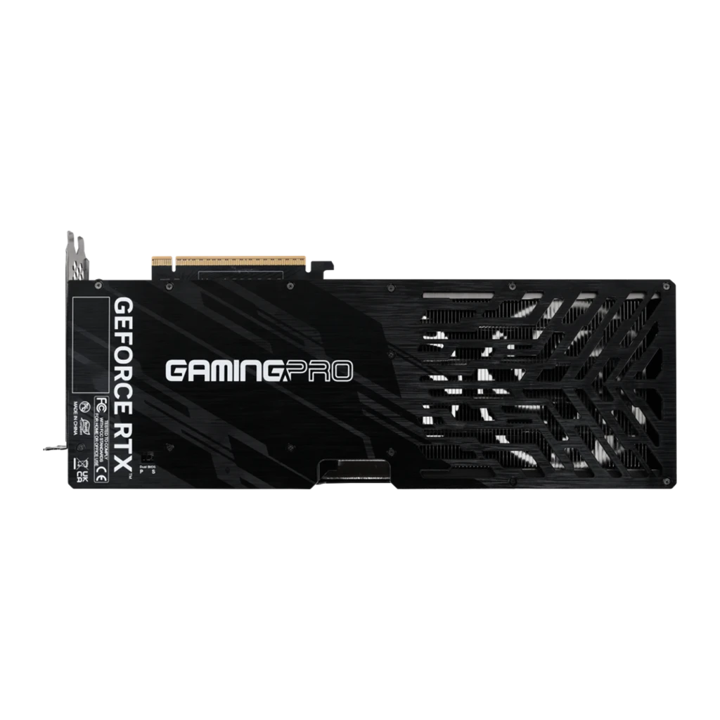 Palit RTX 5070 Ti GamingPro-S 16GB noir, backplate: plaque arrière noire avec logo GeForce RTX GamingPro et grille de