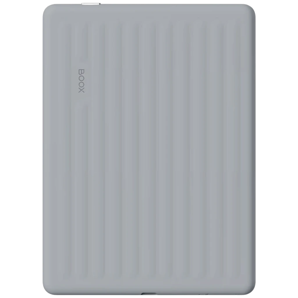 Funda trasera gris con textura acanalada para ONYX BOOX Go 6 Gen II, diseño antideslizante y esquinas redondeadas que protegen el eReader de 6 pulgadas