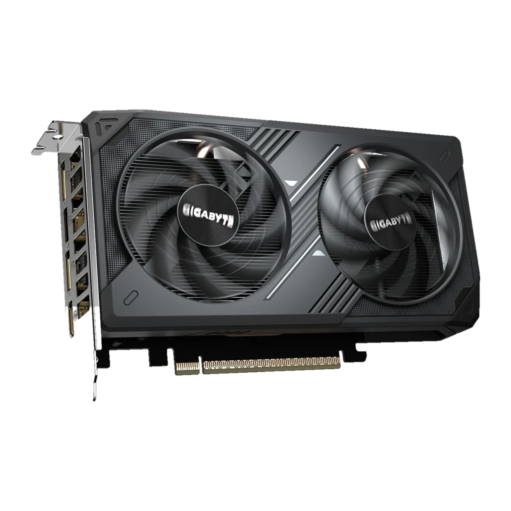 Gigabyte GeForce RTX 5050 Windforce OC 8GB negro, vista lateral: conectores y disipador