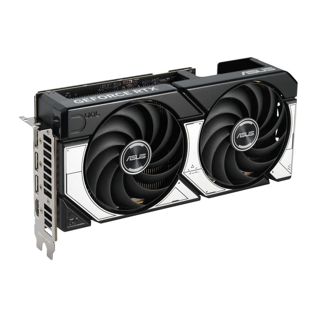 ASUS Dual RTX 5070 OC 12GB negro, vista lateral derecha: módulo de cámaras y disipador