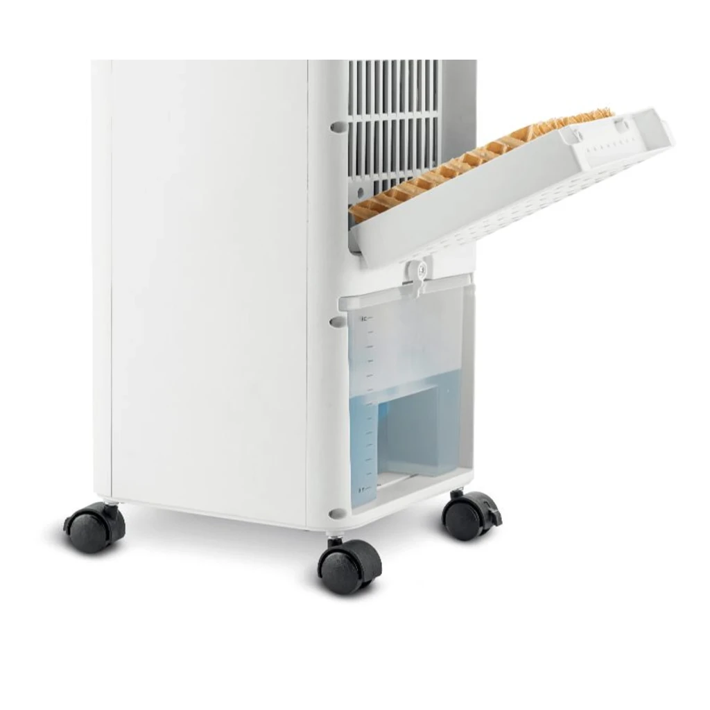 Climatizador evaporativo Blaupunkt BP2024 100W portátil con depósito graduado, filtro de panal extraíble y ruedas giratorias; 3 velocidades ajustables