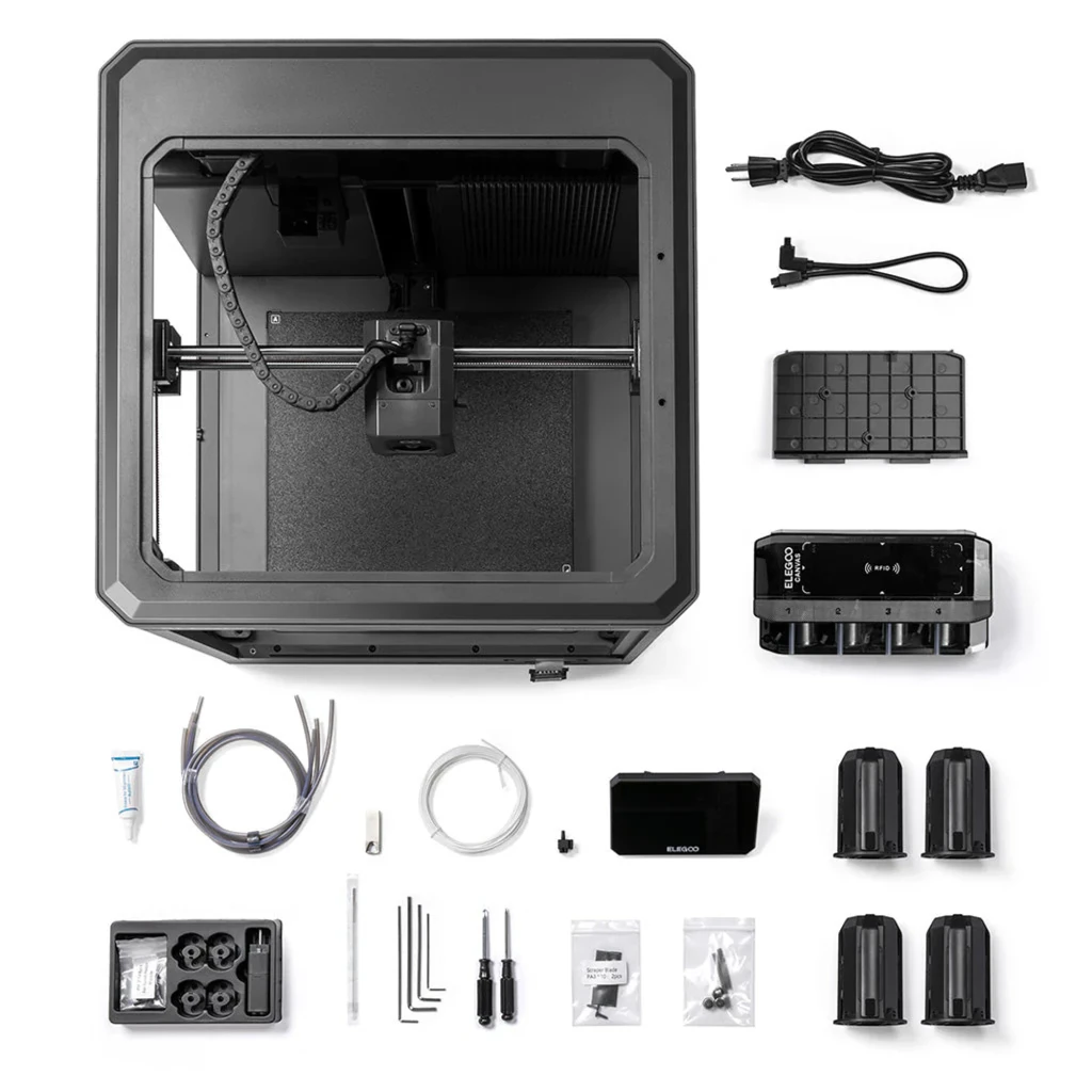 Impresora 3D Elegoo Centauri Carbon 2 Combo CANVAS 4 Colores RFID FDM con chasis cerrado, sistema multicolor, bandeja magnética y accesorios completos