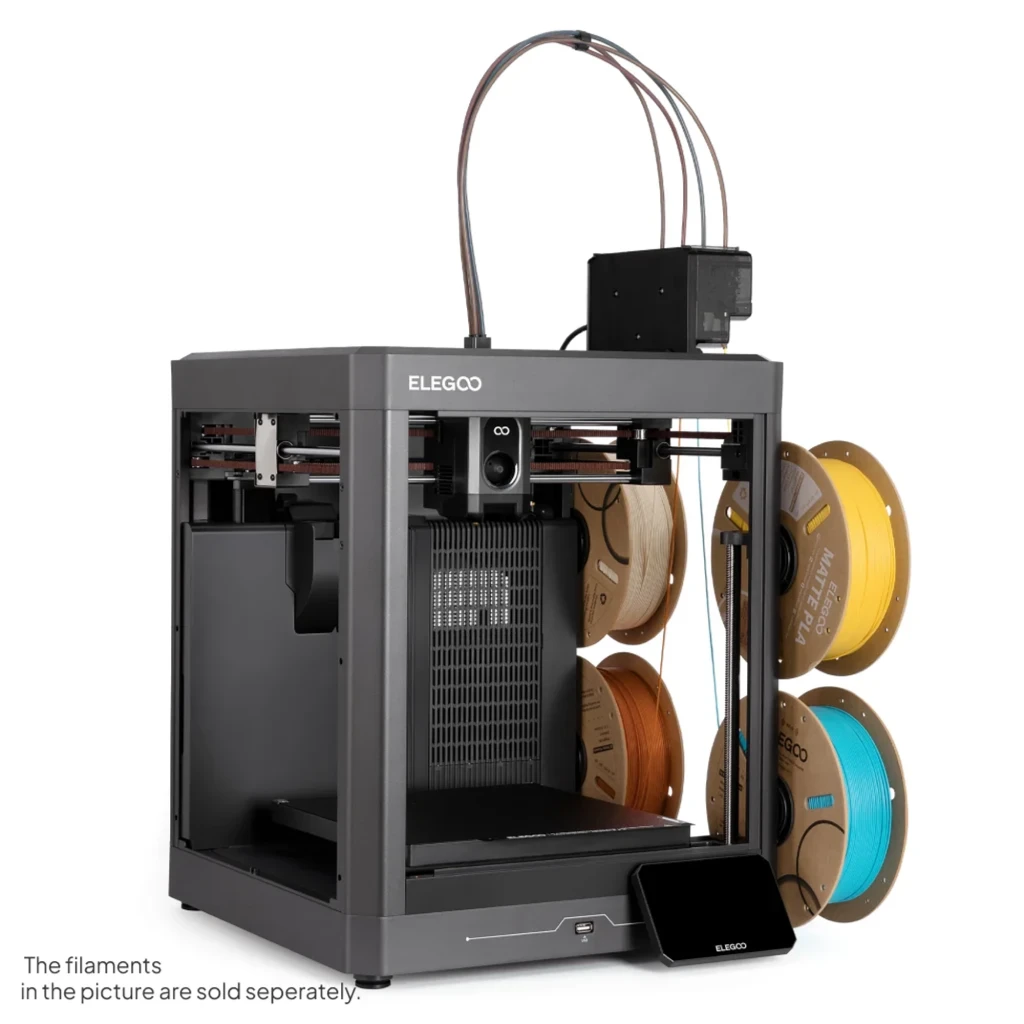 Impresora 3D ELEGOO Centauri Carbon 2 Combo FDM con sistema CANVAS 4 colores, lector RFID, cámara frontal, pantalla táctil y soporte para múltiples