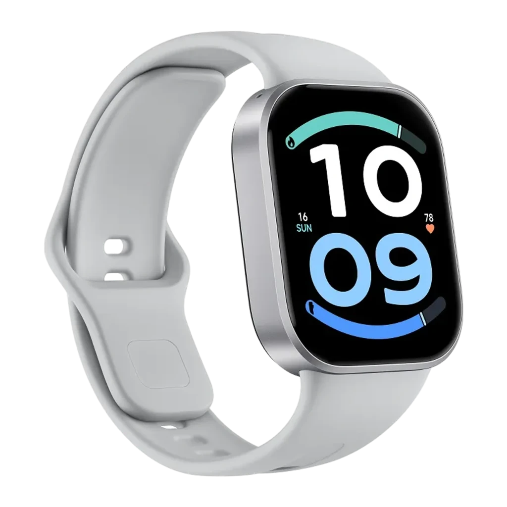 Xiaomi Redmi Watch 6 Active Plata con caja metálica plateada y correa de silicona gris; pantalla rectangular a color con bordes curvos y esferas deportivas
