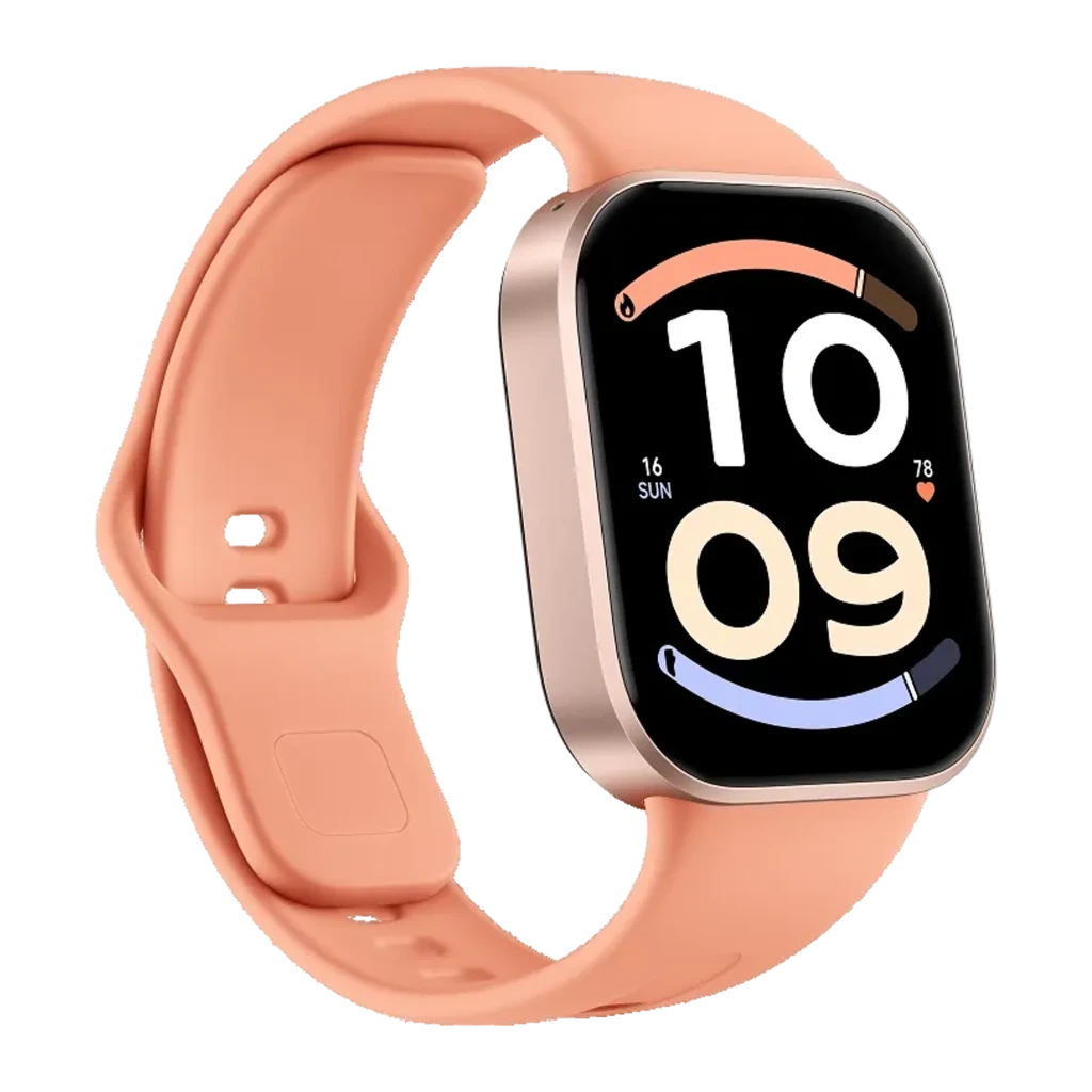 Xiaomi Redmi Watch 6 Active Naranja Atardecer con correa silicona, caja metálica rosa y pantalla rectangular a color con números grandes y bordes curvos