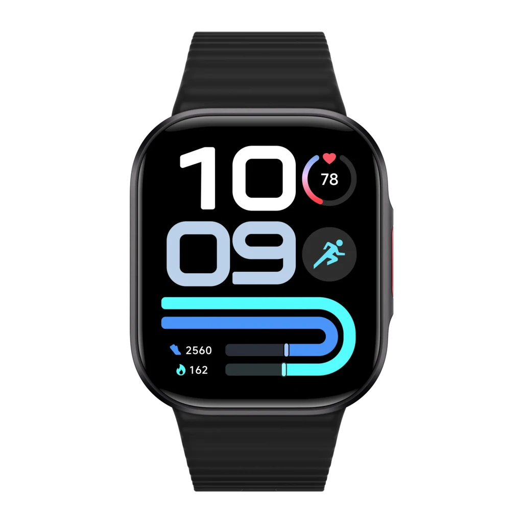 Xiaomi Redmi Watch 6 Lite negro con pantalla rectangular, correa silicona negra, esfera digital grande, indicadores de pasos, calorías, GPS y SpO2 visible