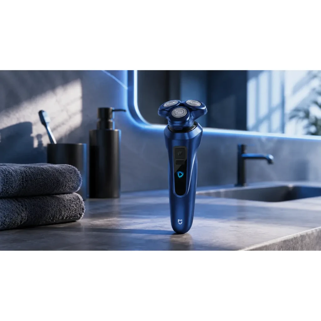Afeitadora Eléctrica Xiaomi Mijia Electric Shaver Pro Portable Azul con cuerpo metálico azul, cabezales triples flotantes, pantalla LED y diseño ergonómico