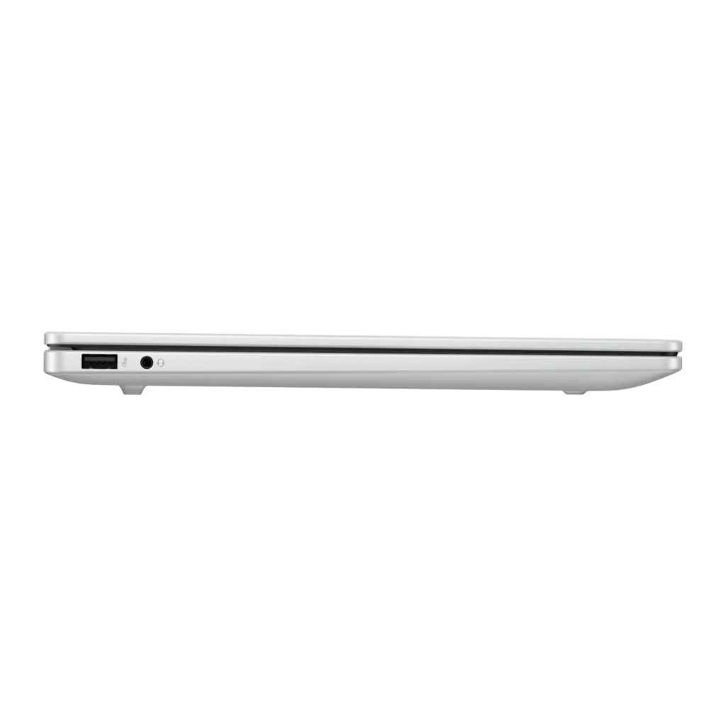 HP OmniBook 7 AI 14 1TB plata, lateral izquierdo: perfil cerrado fino con puerto USB-A y jack de audio