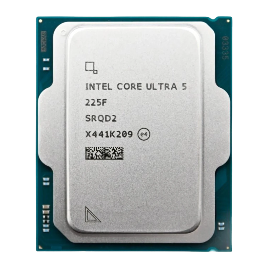 Intel Core Ultra 5 225F Tray, vista superior: IHS cinza com código SRQD2, número de série X441K209 e código QR visível