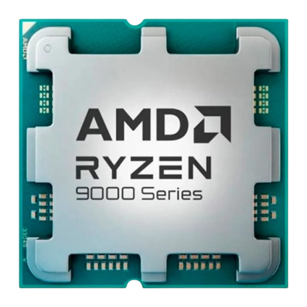 AMD Ryzen 5 9600 6-Core 38MB AM5, vue de face: IHS métallique avec logo AMD Ryzen 9000 Series gravé