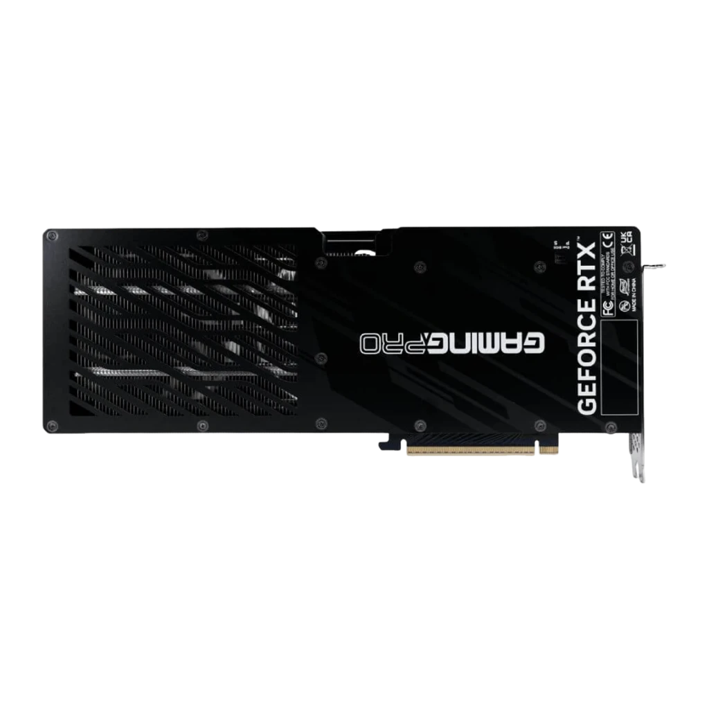 Palit GeForce RTX 5080 GamingPro 16GB noir, vue arrière: backplate noir avec grille et logo GamingPro en miroir