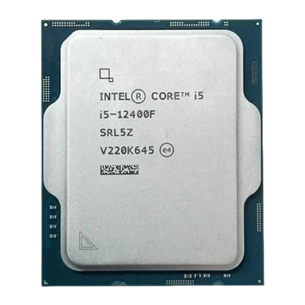 Intel Core i5-12400F LGA 1700 Tray, vista frontal real: IHS con serigrafía i5-12400F, código SRL5Z y número de lote V220K645