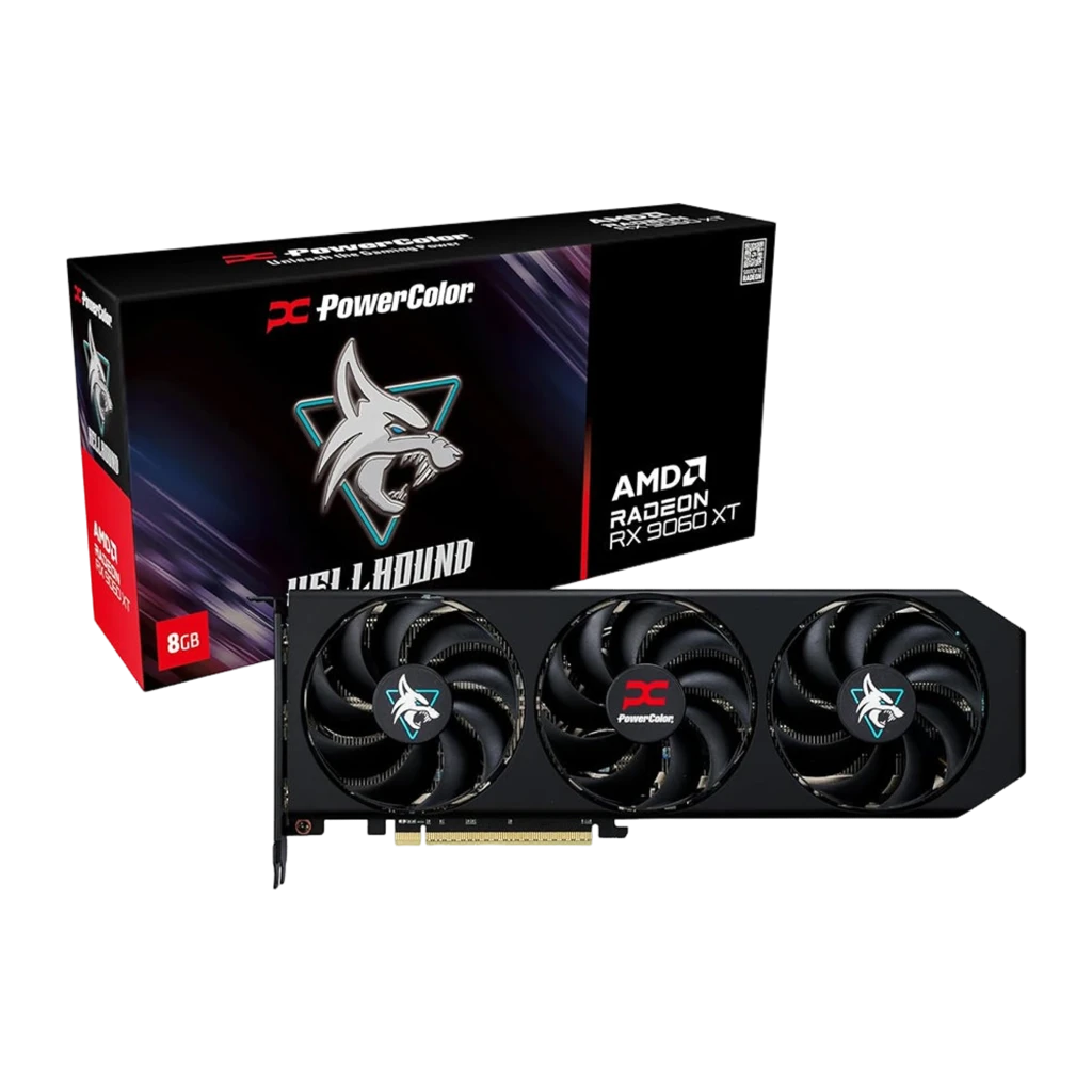PowerColor Hellhound Radeon RX 9060 XT 8GB noir, kit complet: carte graphique et boîte retail Hellhound RX 9060 XT 8GB