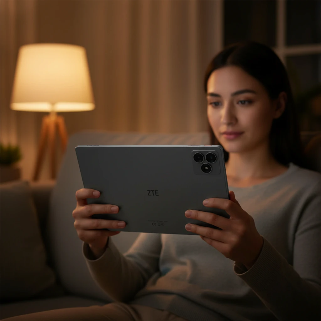 ZTE Tab Blade X1001 10,1 IPS gris con doble cámara trasera, marcos delgados y cuerpo metálico; diseño elegante, pantalla amplia para entretenimiento