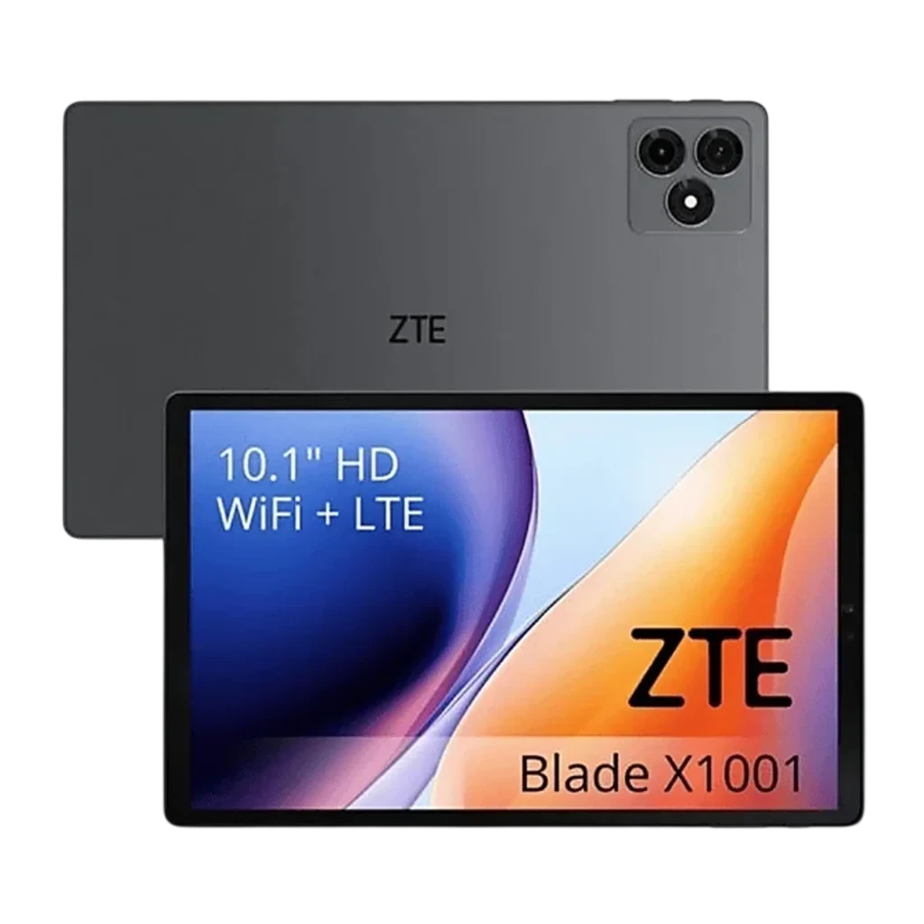 ZTE Tab Blade X1001 10,1 pulgadas IPS con biseles delgados, cámara dual trasera cuadrada, acabado gris, WiFi + LTE y pantalla HD vibrante