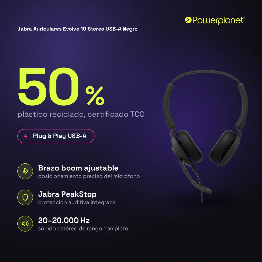 Jabra Auriculares Evolve 10 Stereo USB-A noir - caractéristiques