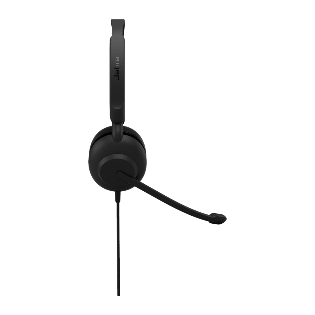 Jabra Evolve 10 Stereo USB-A noir, détail supérieur: écouteur avec commandes et câble USB-A