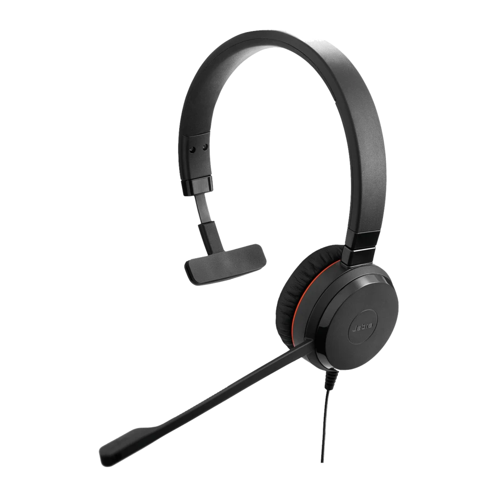 Jabra Evolve 20 SE Mono USB Noir, vue latérale: casque avec micro boom et serre-tête ajustable