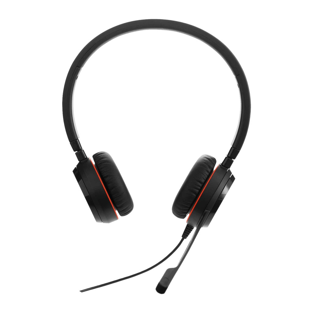 Jabra Evolve 20 SE UC Stereo Noir, vue de face: casque avec serre-tête et micro flexible