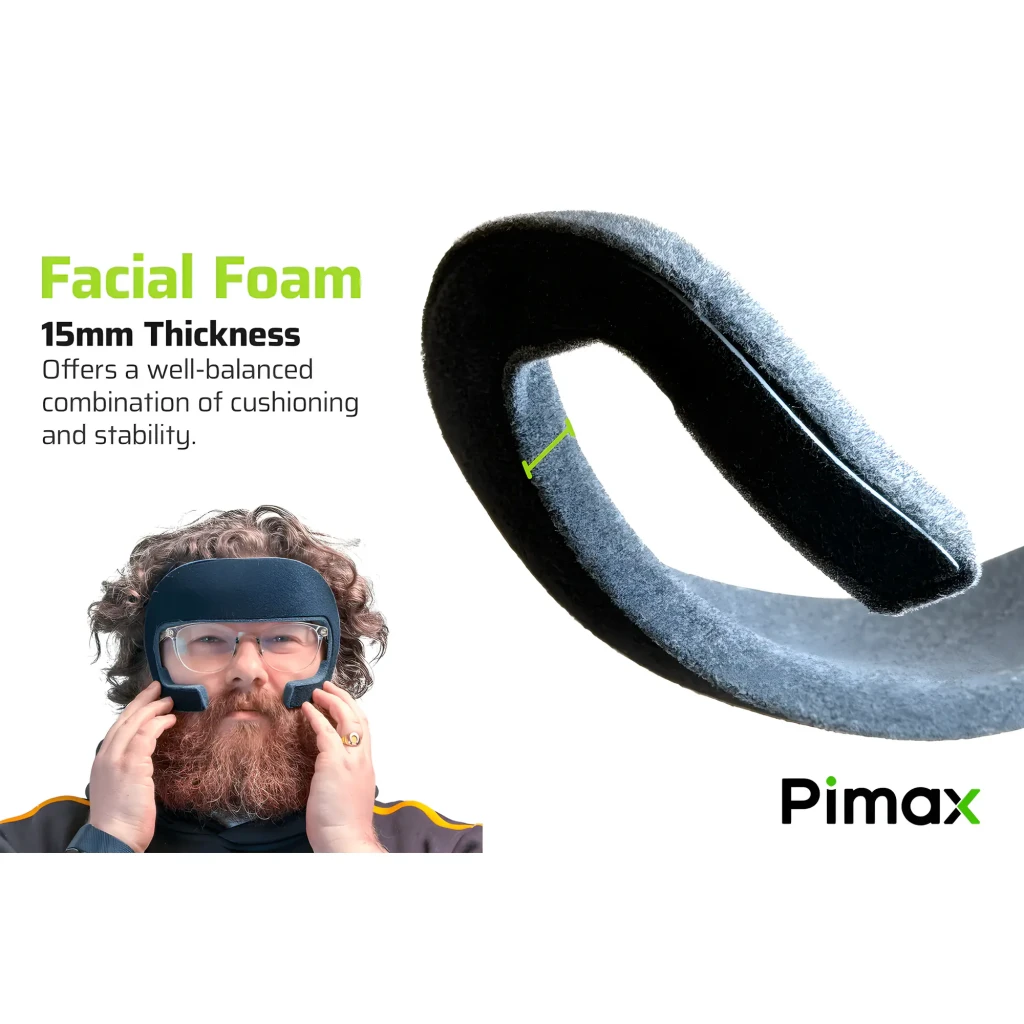 Pimax Facial Foam Comfort Kit 15mm Espuma Facial: acolchado grueso de 15 mm, textura suave y estable, diseño curvo para ajuste cómodo en visores de realidad