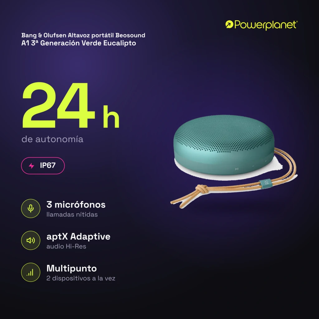 Bang & Olufsen Altavoz portátil Beosound A1 3ª Generación Verde Eucalipto - características
