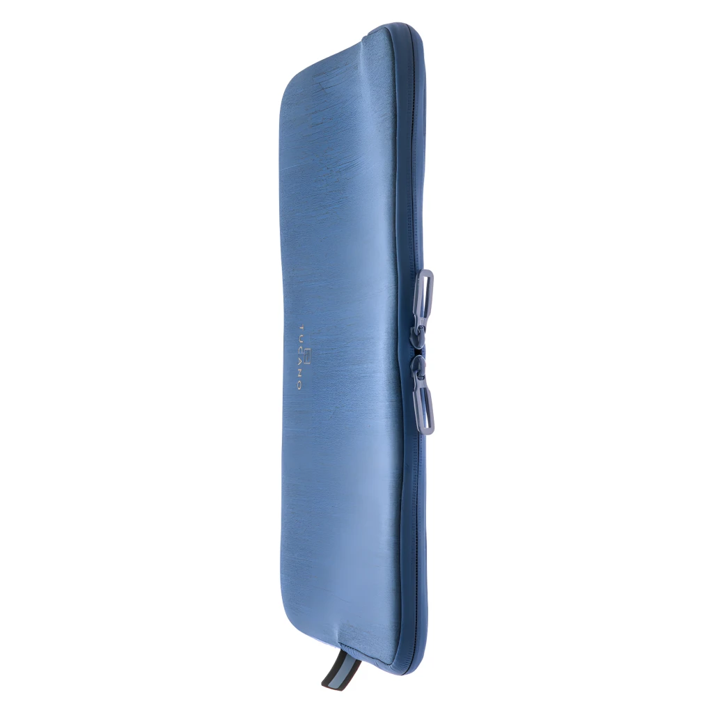 Tucano Funda Melange Second Skin 15.6 pulgadas Azul, vista lateral: perfil estrecho, cremallera y tirador azul visibles