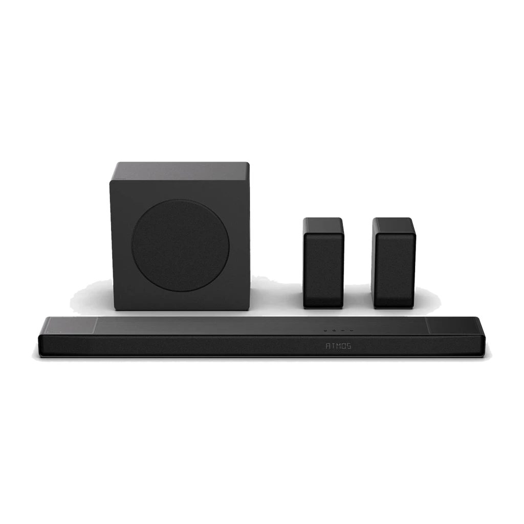 Hisense Barra de sonido AX5100Q 5.1 580W negro, kit completo: barra, subwoofer y dos altavoces satélite traseros negros