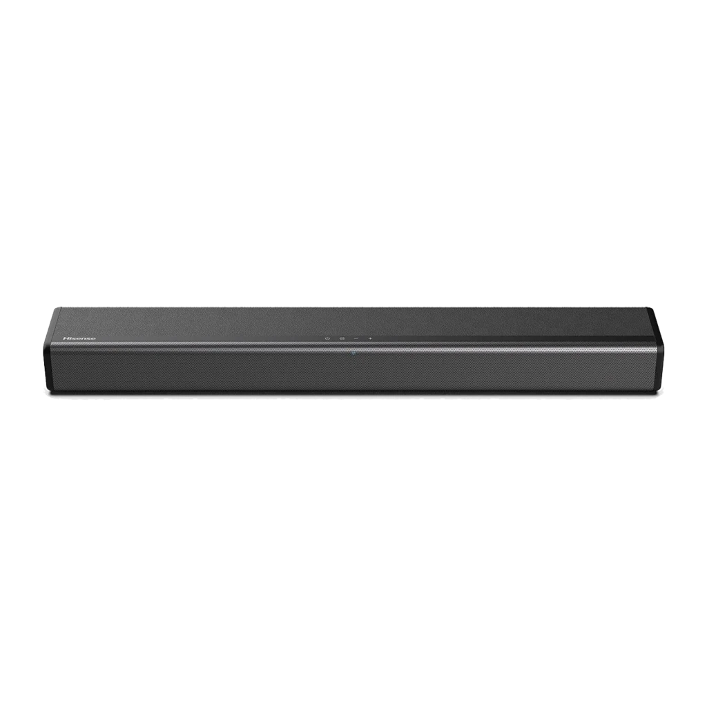 Hisense Barra de sonido AX5140Q negro, vista frontal: barra alargada con rejilla textil y botones superiores