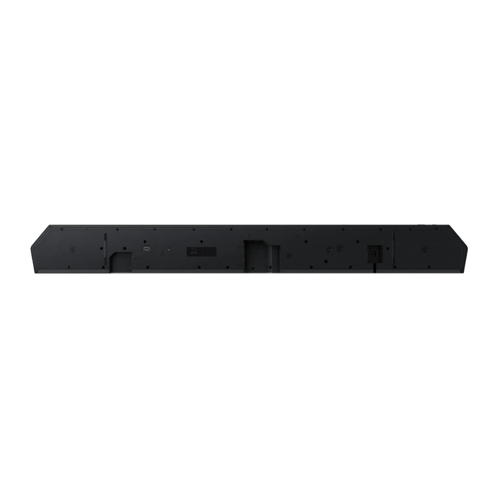 Samsung Barra de sonido HW-Q990F Titan Negro, vista trasera: panel posterior con conectores, orificios de montaje y entradas