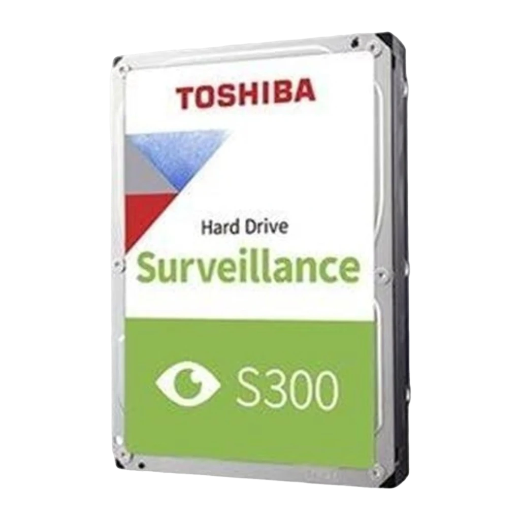 Toshiba S300 Surveillance 2TB, vue en perspective latérale: bord droit et épaisseur du disque visibles