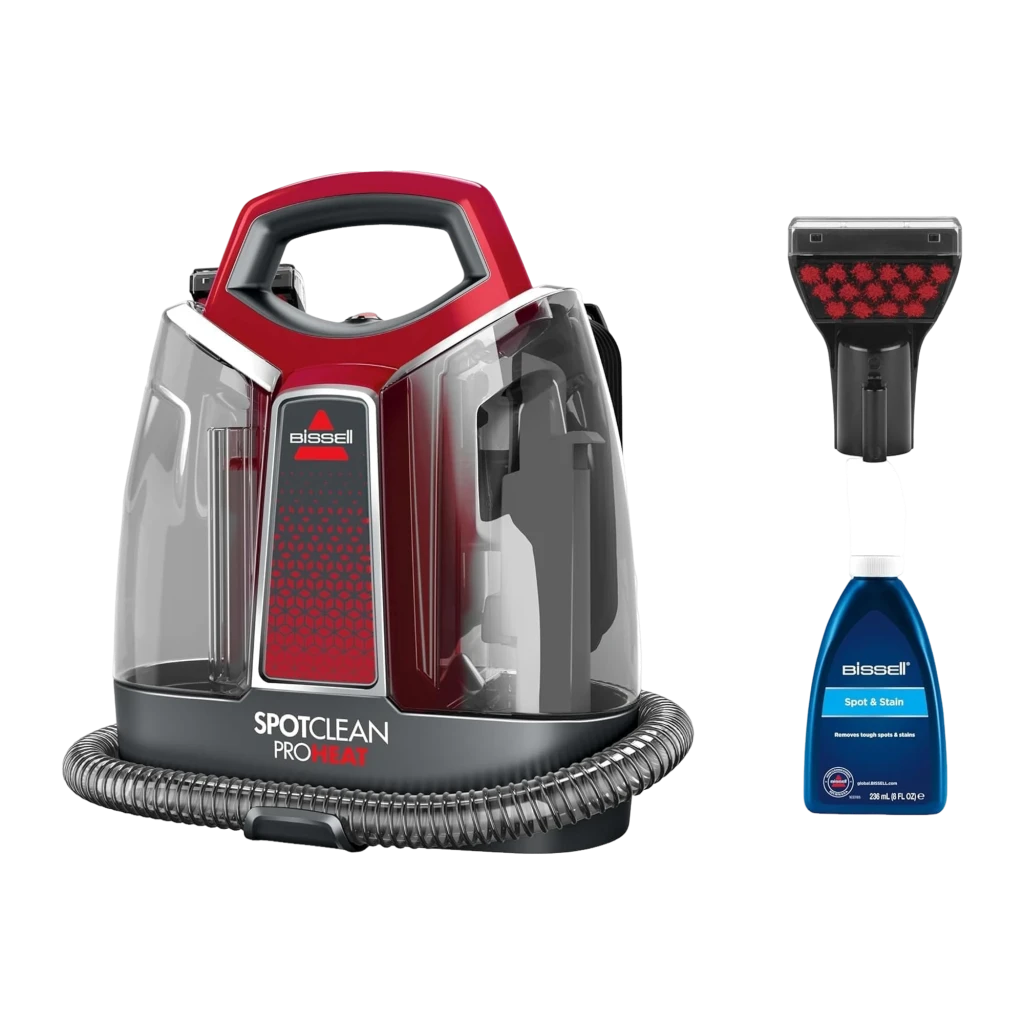 BISSELL SpotClean ProHeat 36988 rojo titanio, kit completo: limpiador con manguera, accesorio cepillo y botella de