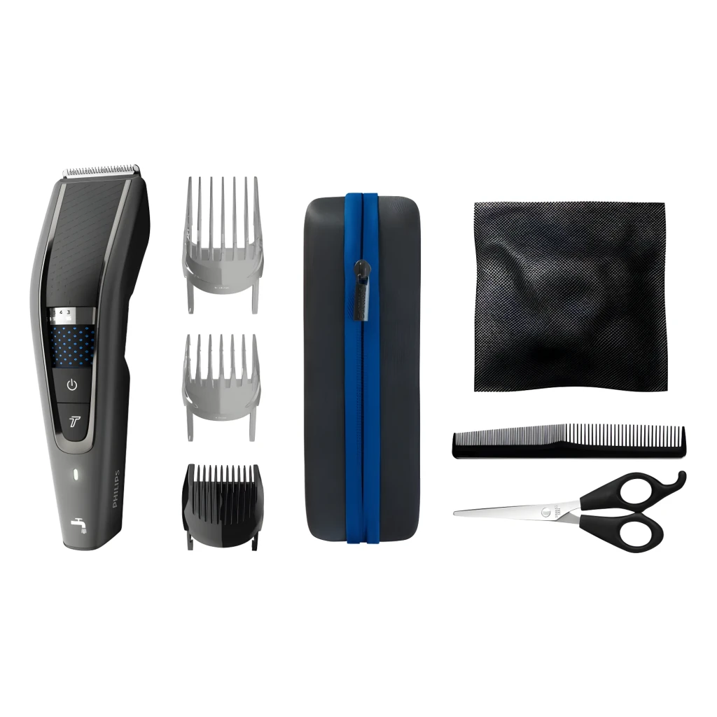 Philips Hairclipper Series 7000 HC7650/15 negro, contenido caja: cortapelos, 3 peines, funda, peine, tijeras y capa