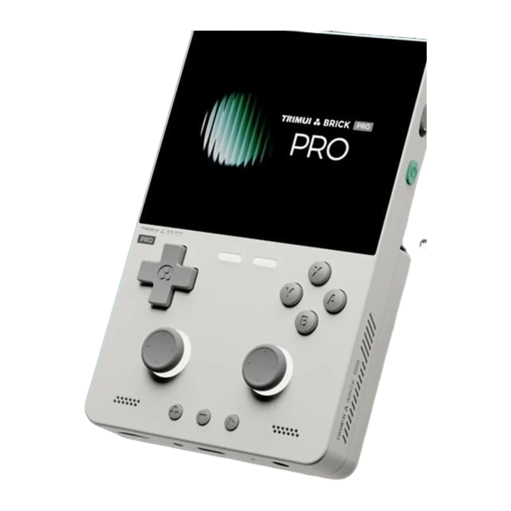 Consola portátil Trimui Brick Pro 1GB/64GB Blanco con pantalla grande, carcasa blanca, cruceta, botones ABXY, doble stick analógico y altavoces frontales
