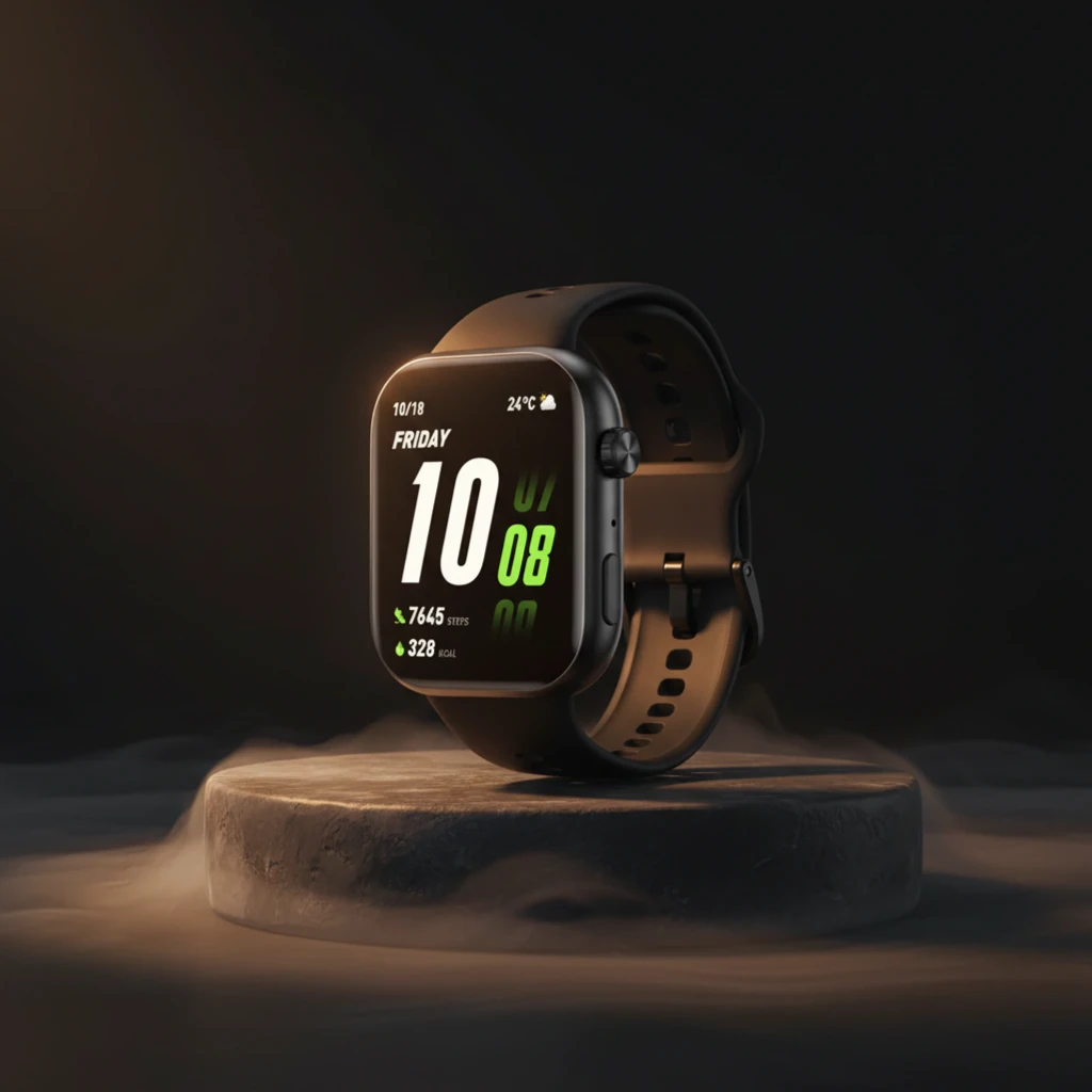 Honor Choice Watch 2i Negro con pantalla cuadrada, correa de silicona, marcación grande verde, pasos y ritmo en pantalla; soporte llamadas Bluetooth, SpO2 y FC
