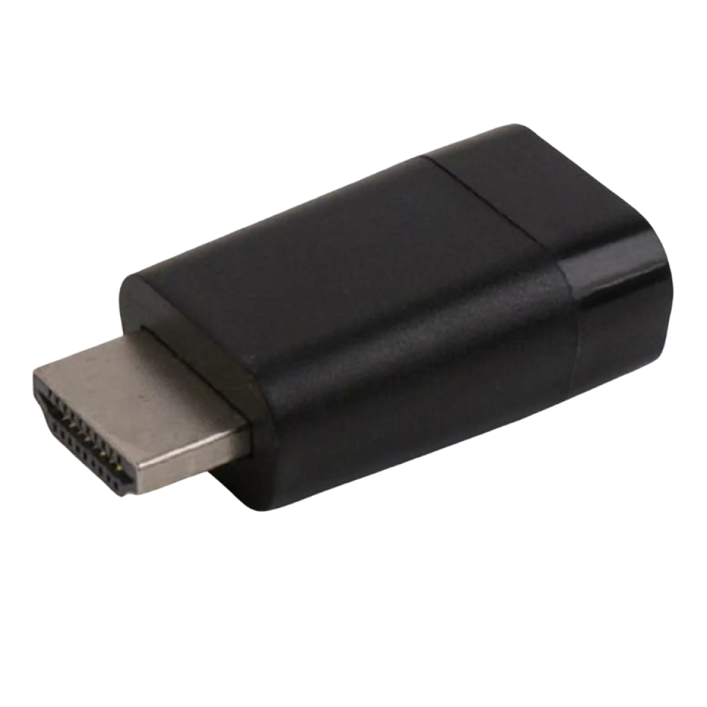 Gembird HDMI a VGA adaptador compacto negro con conector HDMI macho metálico y cuerpo de plástico, diseño robusto para convertir señal a VGA
