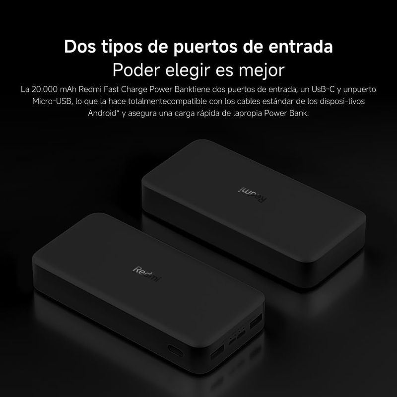Deux porteux de Xiaomi Redmi Power Bank 20000 mAh