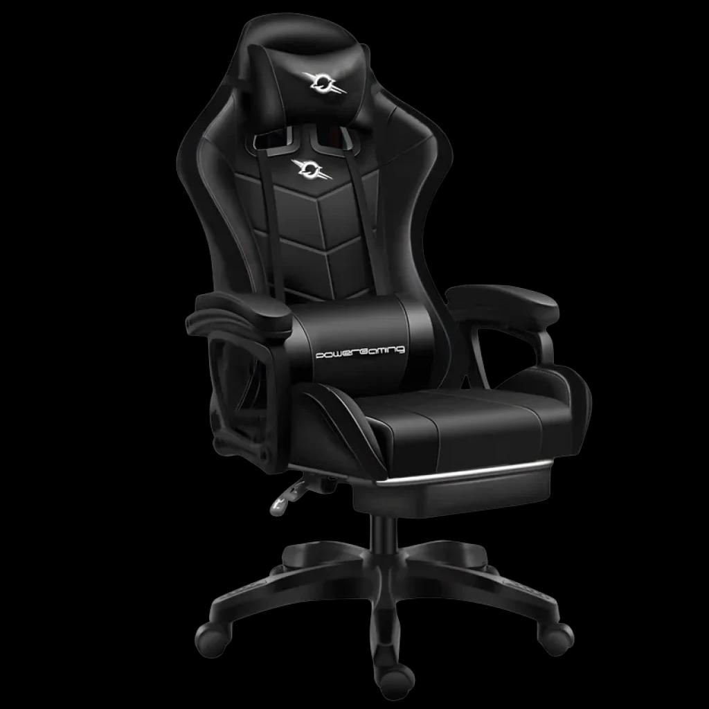Silla Gaming PowerGaming Con Altavoz Bluetooth y Masaje + Reposapiés Negro