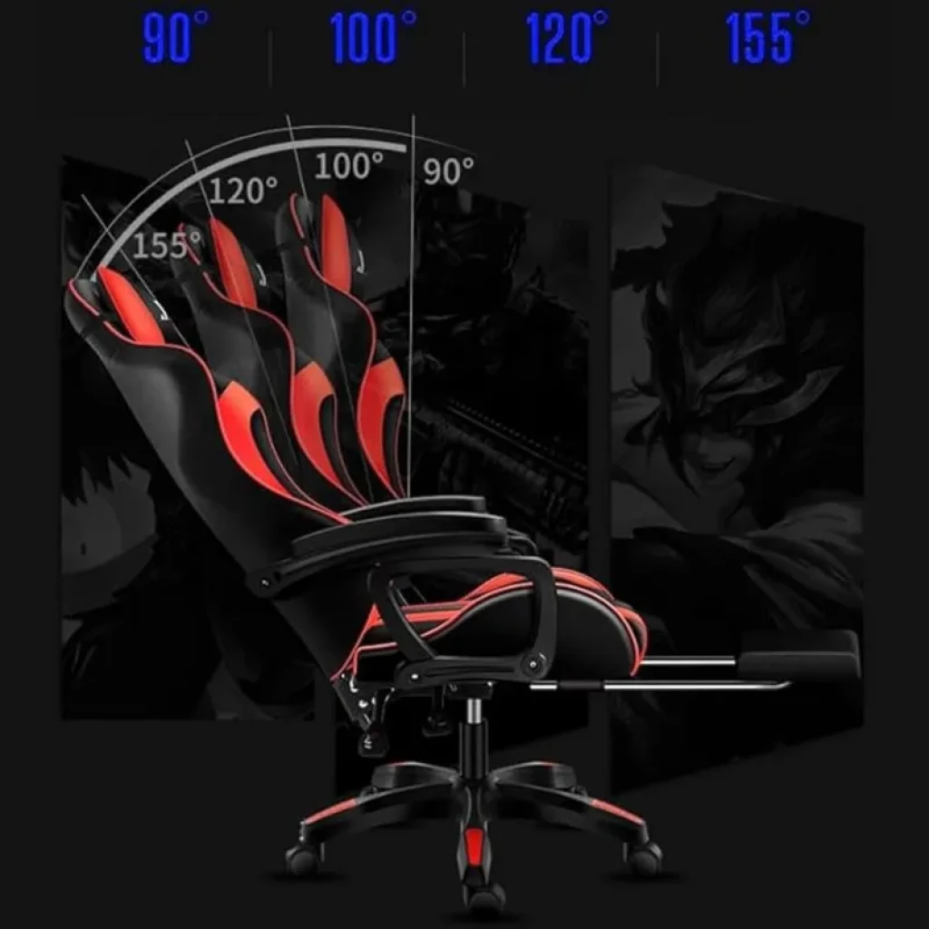 Silla Gaming PowerGaming negra y roja con respaldo reclinable 90°-155°, cojín lumbar con masaje, altavoz Bluetooth integrado y reposapiés extensible