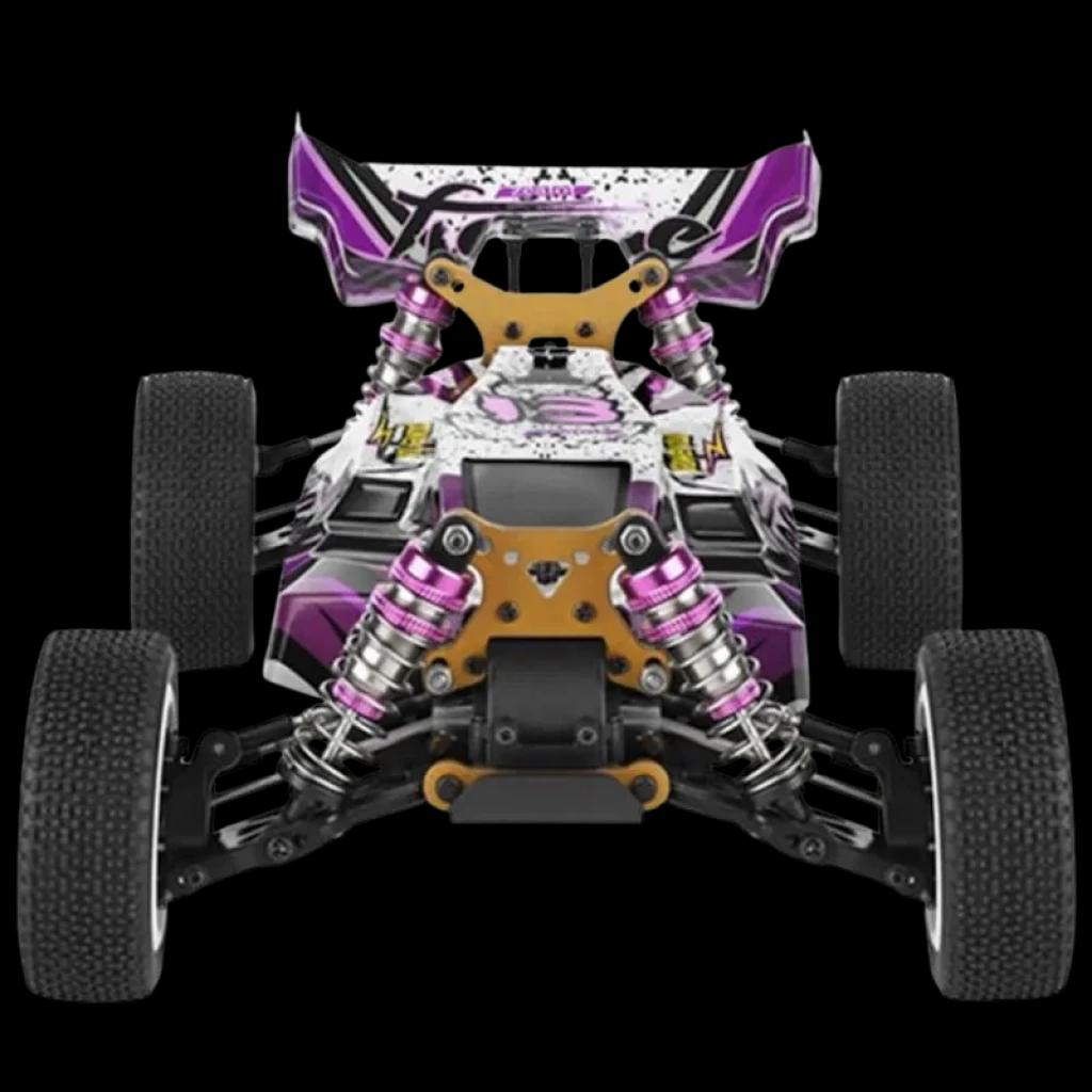 Wltoys 124019 1/12 4WD Buggy RC eléctrico con chasis robusto, suspensión de doble amortiguador metálico, ruedas de alto agarre y alerón trasero