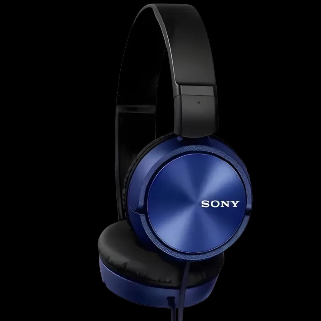 Auriculares Sony MDR-ZX310 Azul con diadema negra, cascos circulares metálicos azules, espuma acolchada y cable con salida lateral, diseño plegable y ligero