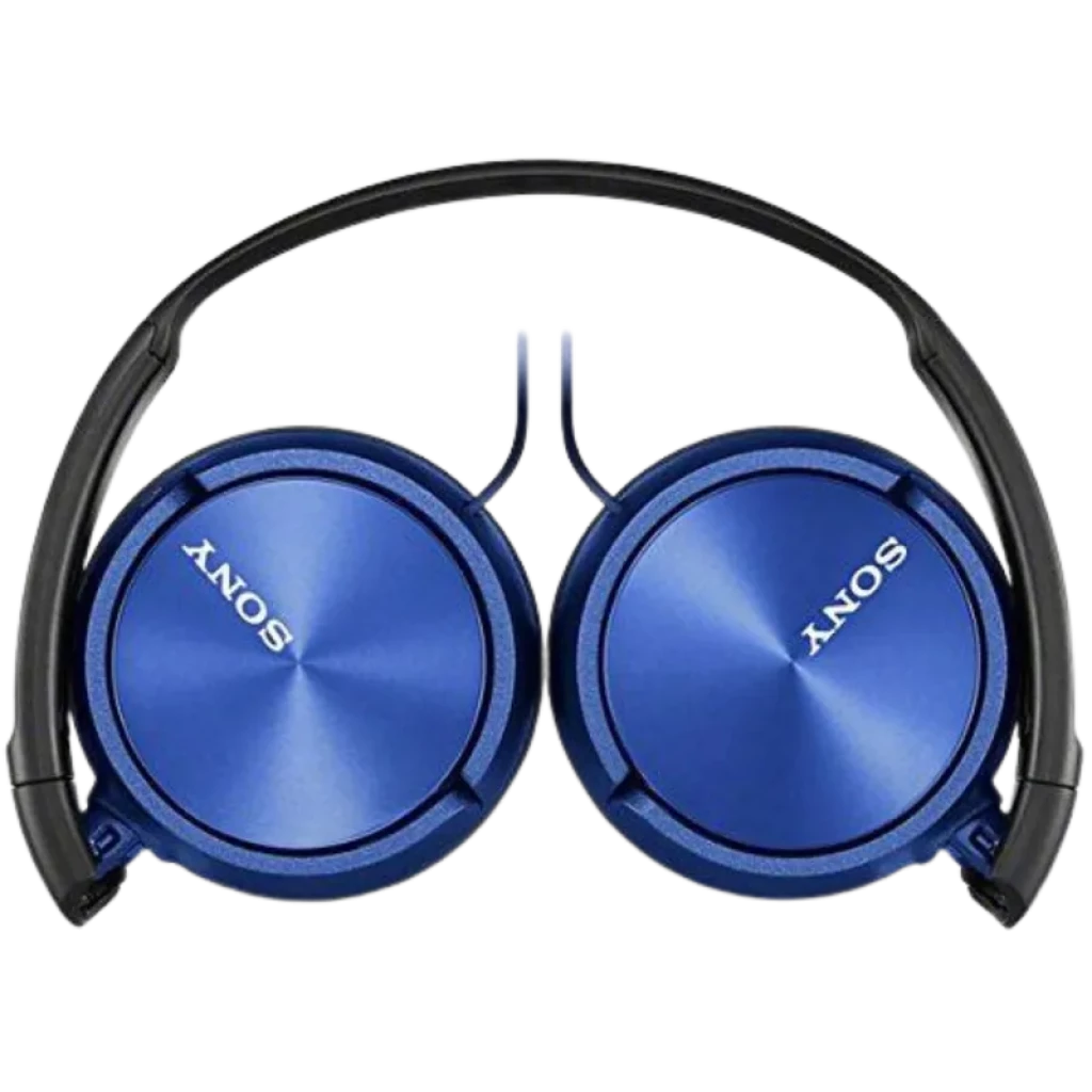 Auriculares Sony MDR-ZX310 Azul plegables tipo on-ear, cascos circulares metálicos azules con acabado cepillado, diadema negra y diseño compacto portátil