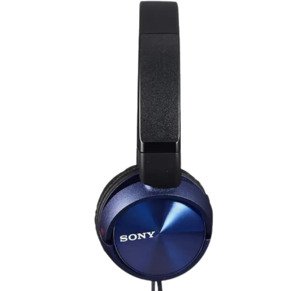 Auriculares Sony MDR-ZX310 Azul con copa circular metálica azul brillante, diadema acolchada negra y diseño on-ear compacto con cable fijo en un lateral