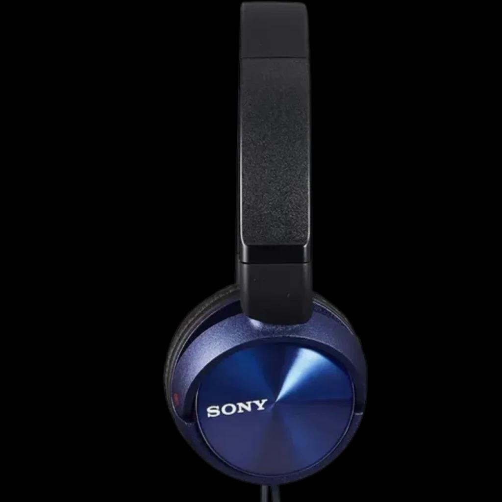 Auriculares Sony MDR-ZX310 Azul con copa circular metálica azul brillante, diadema acolchada negra y diseño on-ear compacto con cable fijo en un lateral